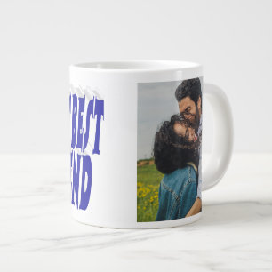 Caneca De Café Grande Foto namorado com tipografia azul