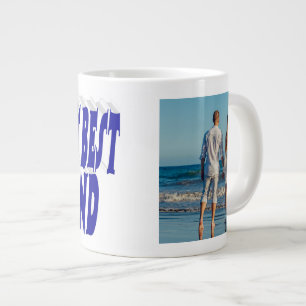 Caneca De Café Grande Foto para marido com texto azul