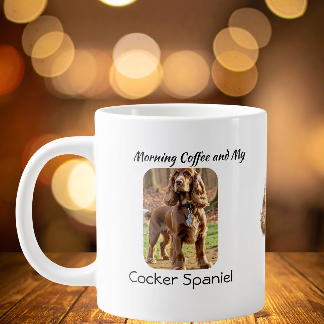 Caneca De Café Grande Foto Personalizada Cocker Spaniel Lembrança (Criador carregado)