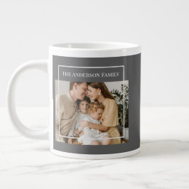 Caneca De Café Grande Foto Personalizada da Família | Nome da Família Pe