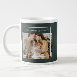 Caneca De Café Grande Foto Personalizada da Família | Nome da Família Pe