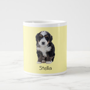 Caneca De Café Grande Foto personalizada de cão - Amarelo pastel com nom