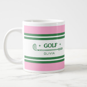 Caneca De Café Grande Foto personalizada do Golfe Rosa e Verde Personali
