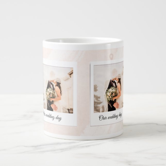 Caneca De Café Grande Foto personalizada personalizada de casamento (Frente)