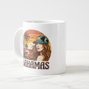 Caneca De Café Grande Foto Personalizada Retro Bahamas Praia Tropical