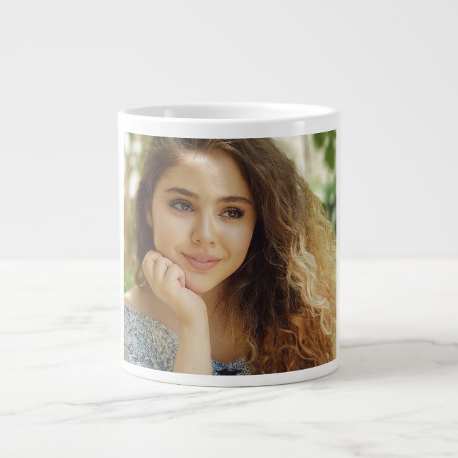 Caneca De Café Grande Foto Personalizada Simples e Chic (Frente)