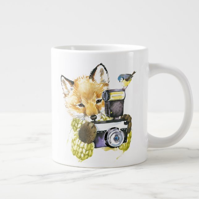 Caneca De Café Grande Fox Cóta De Cores D'Água Tirando Fotos (Direita)