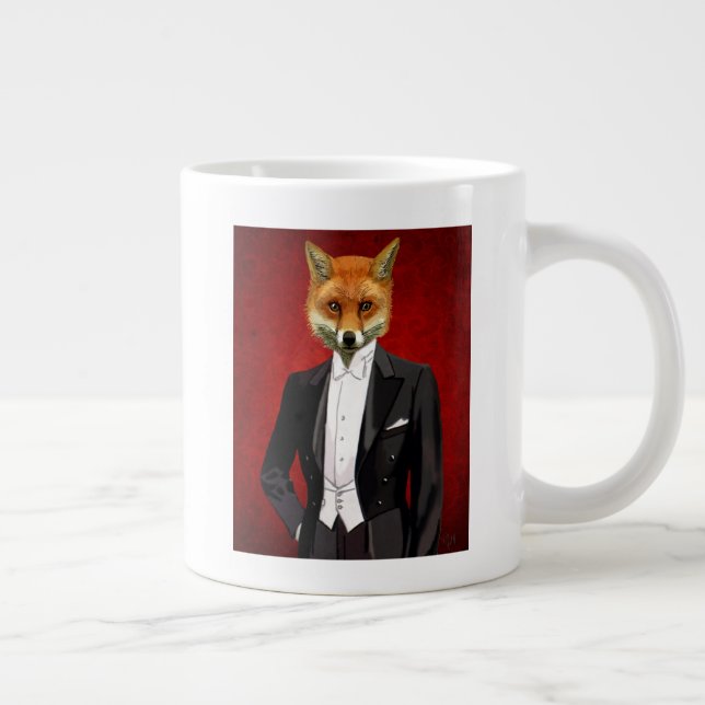 Caneca De Café Grande Fox Em Fato De Noite, Retrato (Direita)