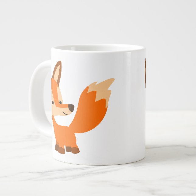 Caneca De Café Grande Fox Jumbo Mug, um cartoon bonito (Frente Esquerda)