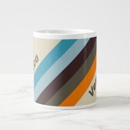Caneca De Café Grande Foxglove Rust Stripes with Name