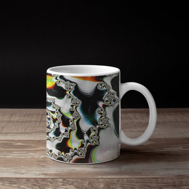 Caneca De Café Grande Fractal Espiral Colorida Moderna Psicodélica (Criador carregado)