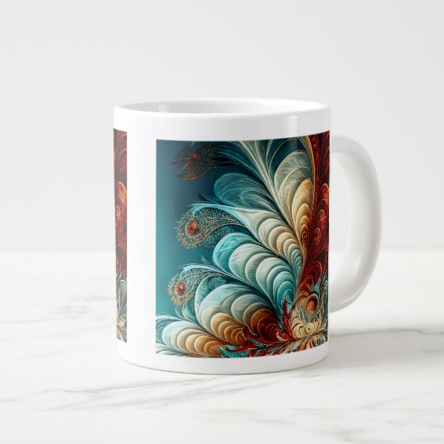Caneca De Café Grande Fractal Feenas Jumbo Mug (Frente Esquerda)
