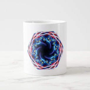 Caneca De Café Grande Fractal Mandelbrot Patriótico Vermelho Branco e Az