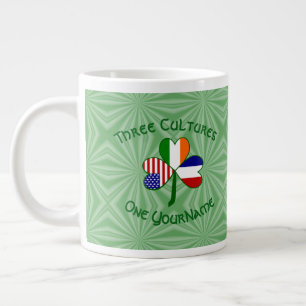 Caneca De Café Grande França Irlanda EUA Bandeira do Trevo Personalizada