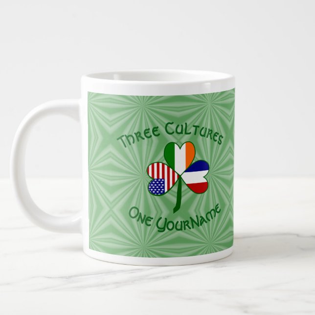 Caneca De Café Grande França Irlanda EUA Shamrock Flag Personalizado (Esquerda)
