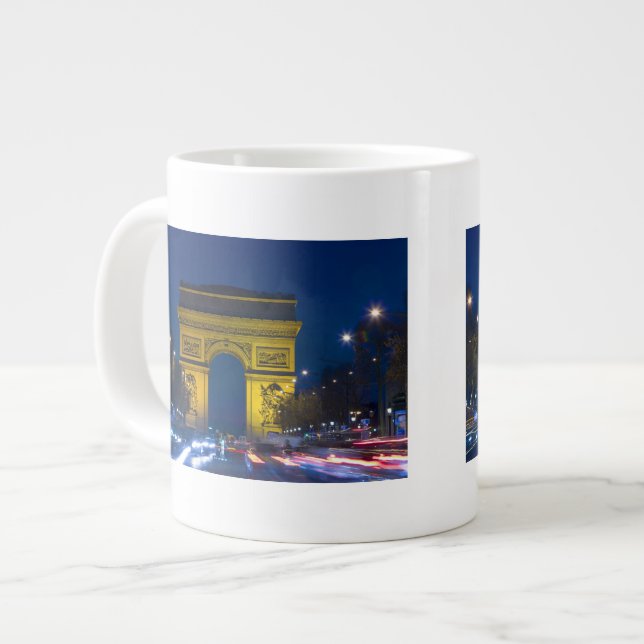 Caneca De Café Grande França, Paris. O Arco do Triunfo e o (Frente Esquerda)