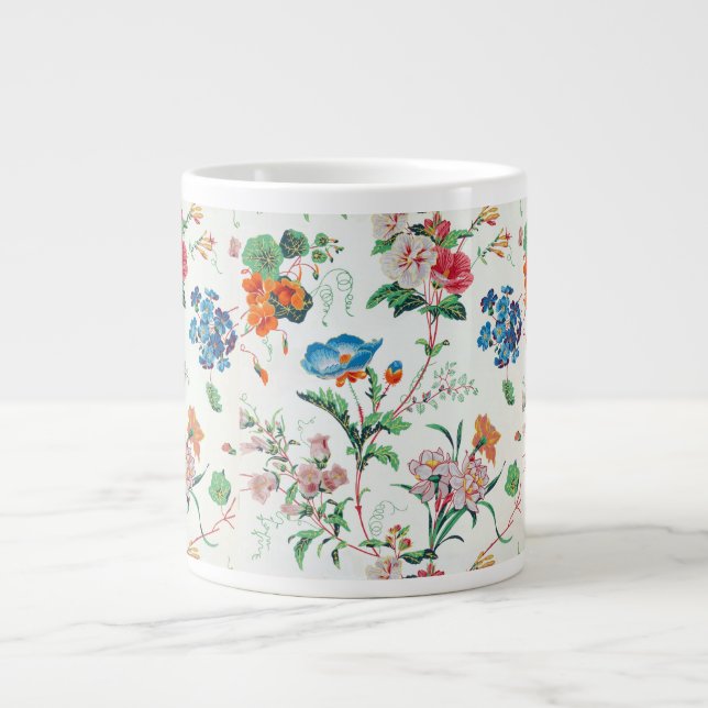 Caneca De Café Grande France 1830 Floral Antique Wallpaper (Frente)