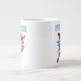 Caneca De Café Grande France Football Dynamic Quarterback Patriotic Art