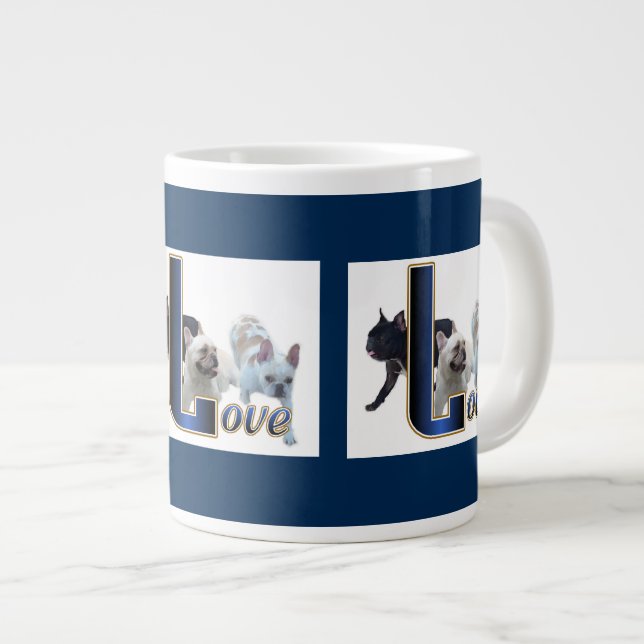 Caneca De Café Grande Francês Buldogue Love (Frente Esquerda)