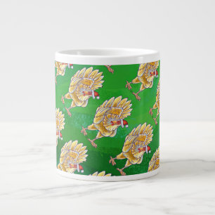 Caneca De Café Grande Frango De Natal Em Verde