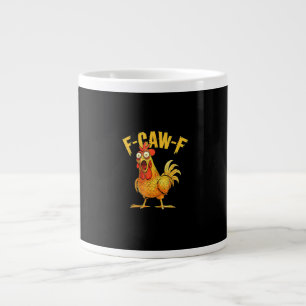 Caneca De Café Grande Frango F-Caw-F Engraçado – Humor Gráfico de Corvo