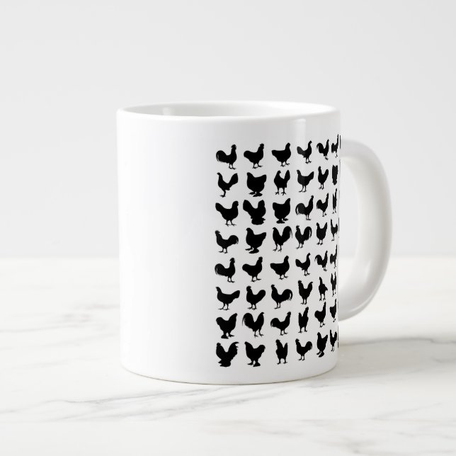 Caneca De Café Grande Frango Silhouettes (Frente Esquerda)