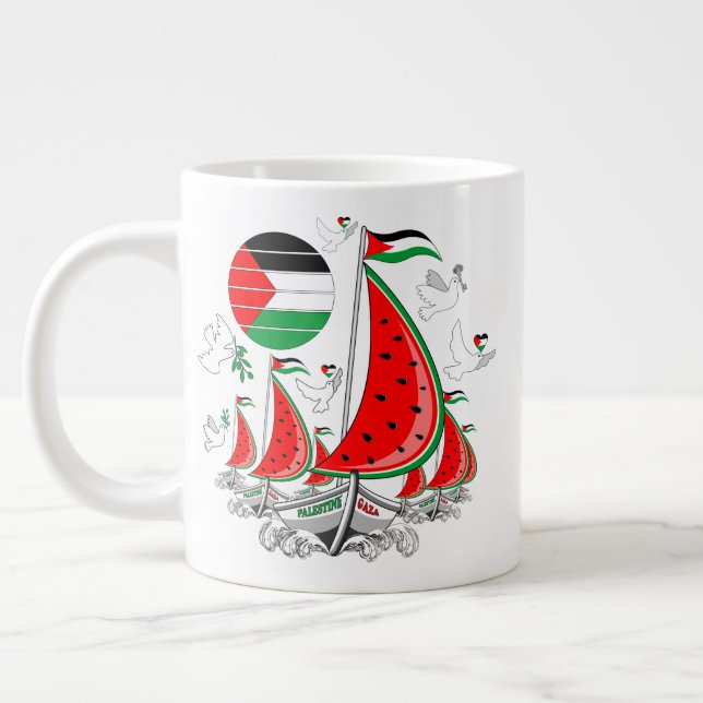Caneca De Café Grande Freedom Global Sumud Flotilla Boats para Gaza (Esquerda)