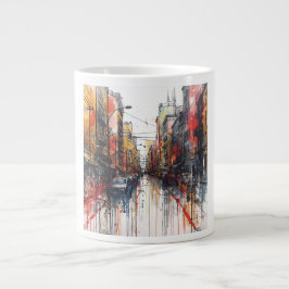 Caneca De Café Grande Freeform Hand-Drawn Mural Earthy Tones