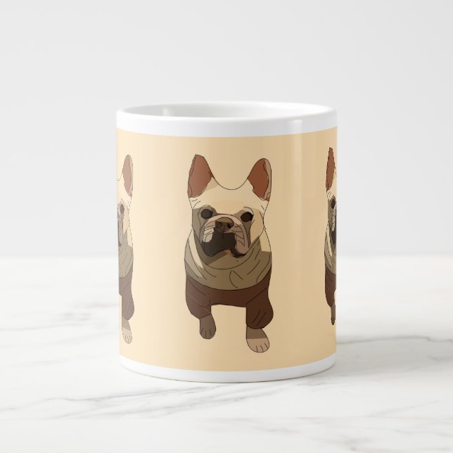 Caneca De Café Grande French Bulldog, Soft Peach (Frente)