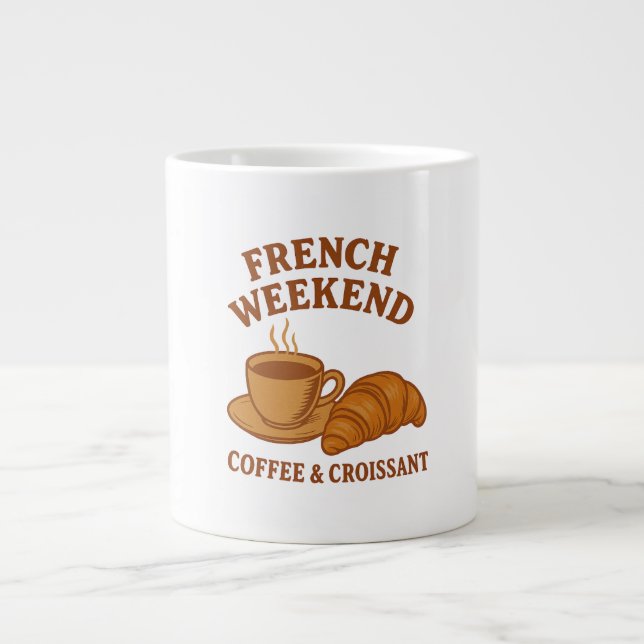 Caneca De Café Grande French Weekend Tee – Coffee & Croissant (Frente)