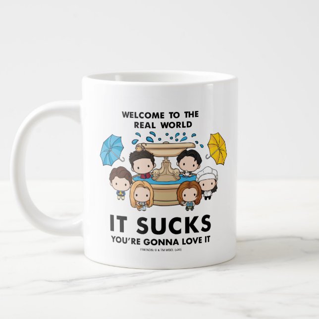 Caneca De Café Grande FRIENDS™ | Bem-vindo ao Mundo Real Chibi (Esquerda)