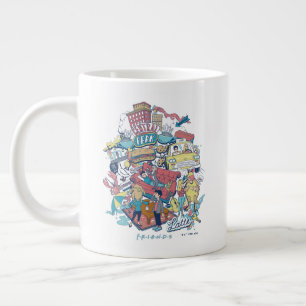 Caneca De Café Grande FRIENDS™ Colagem de Desenhos Animados