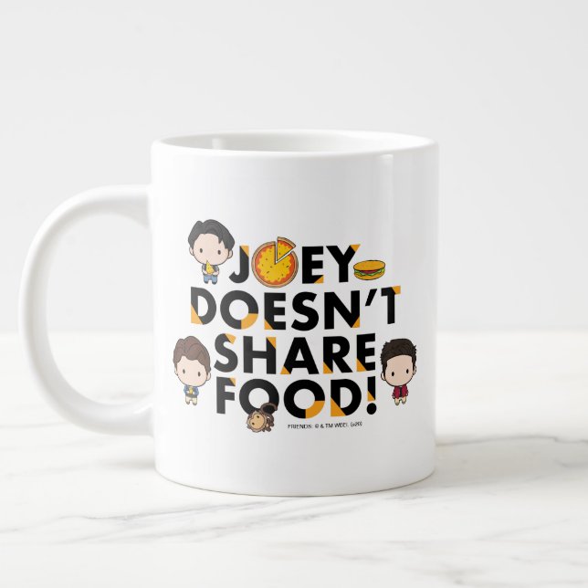 Caneca De Café Grande FRIENDS™ | Joey Não Divide Comida Chibi (Esquerda)
