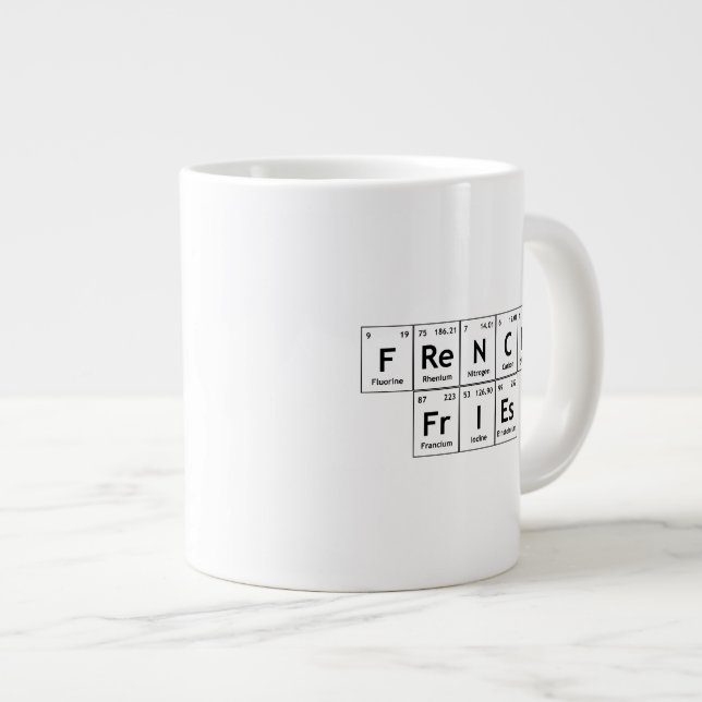 Caneca De Café Grande FrIEs Franceses Química Mesa Periódica Elemento de (Frente Esquerda)