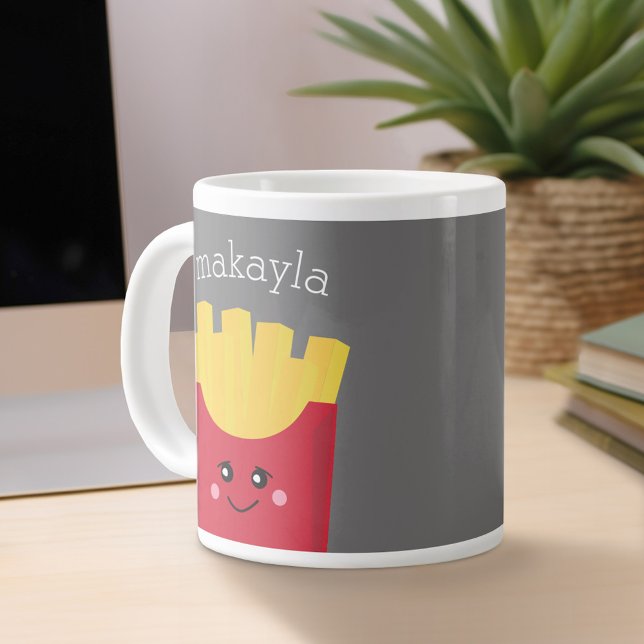 Caneca De Café Grande Fritas Francesas Cute Kawaii com Nome Personalizad (Personalized mug)