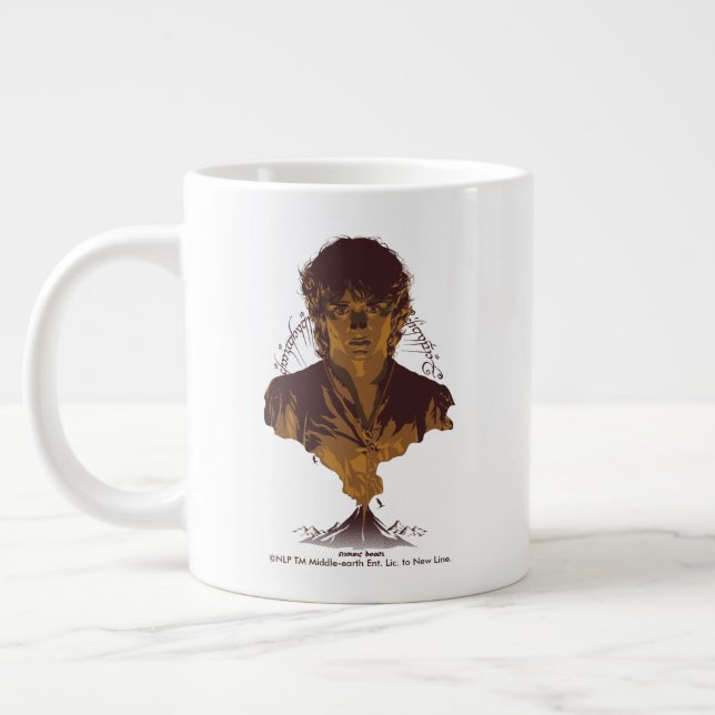 Caneca De Café Grande FRODO™ MOUNT DOOM™ Tengwar Inscription Graphic (Esquerda)