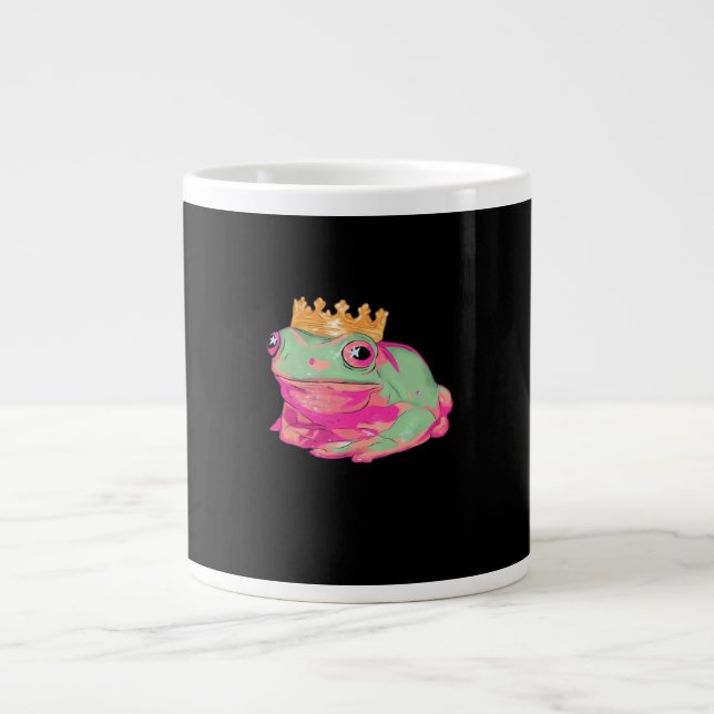 Caneca De Café Grande Frog King Funky Meme Classic Style (Frente)