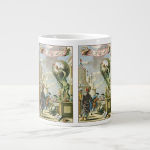 Caneca De Café Grande Frontispício de Atlas da Era Barroca Vintage com G