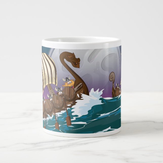 Caneca De Café Grande Frota de Invasão Viking (Frente)