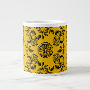 Caneca De Café Grande Fruta de Impressão de de Citrinos Botânicos Vintag
