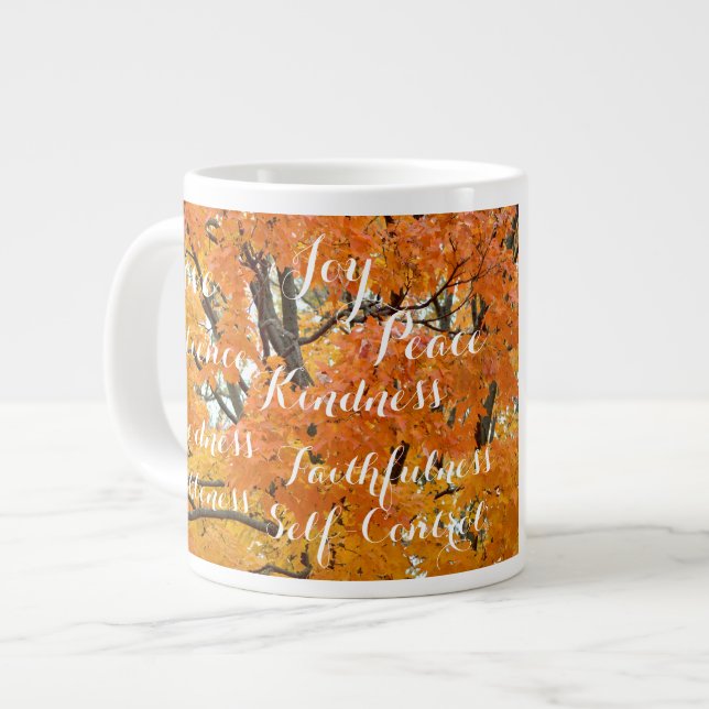 Caneca De Café Grande Fruta do Espírito, Queda Cristã Inspiradora (Frente Esquerda)