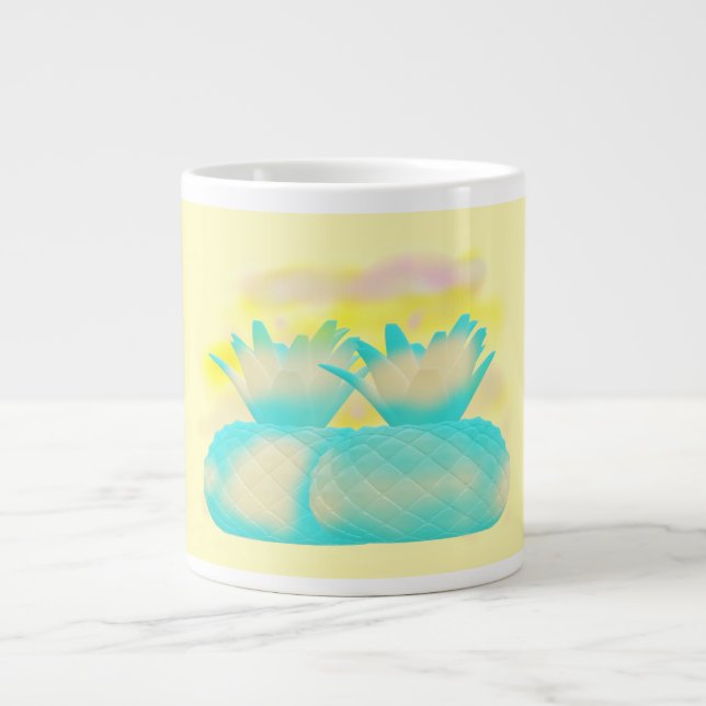 Caneca De Café Grande Fruta loop art névoa névoa magia abacaxis (Frente)