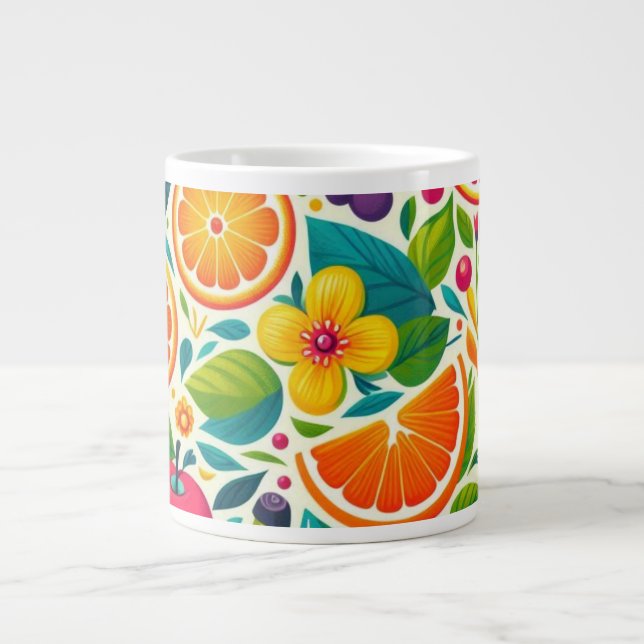 Caneca De Café Grande Frutas coloridas (Frente)
