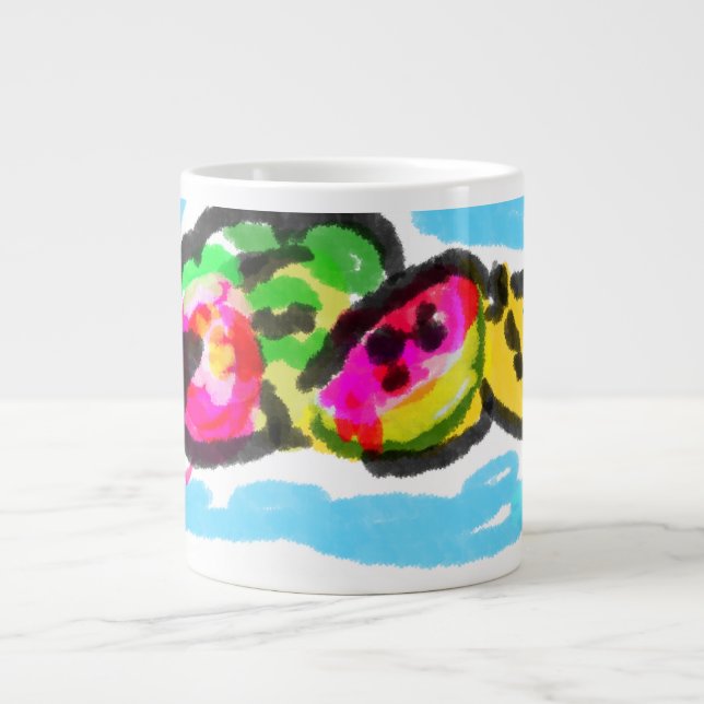 Caneca De Café Grande Frutas de verão alegria (Frente)