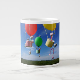 Caneca De Café Grande Fubby's in luchtballonnen die op avontuur gaan.