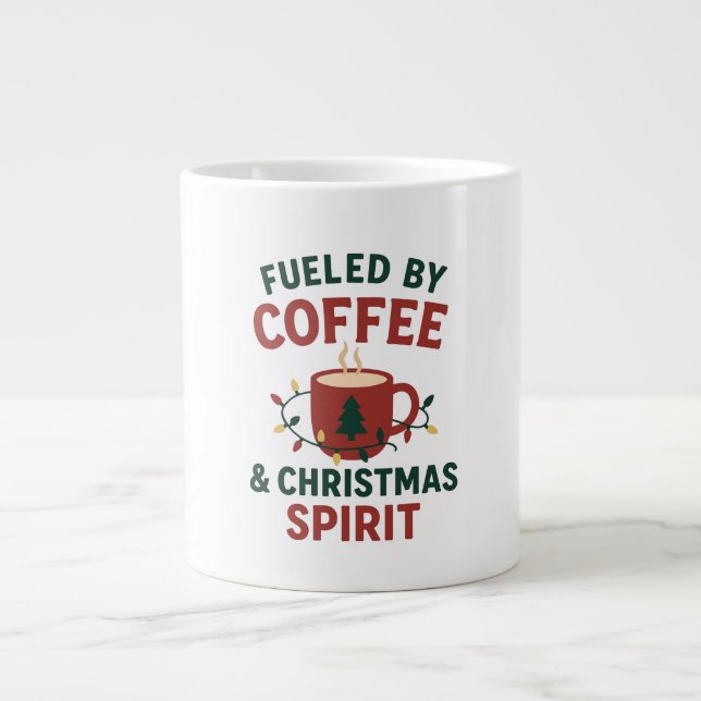 Caneca De Café Grande Fueled by Coffee & Christmas Spirit Mug (Frente)