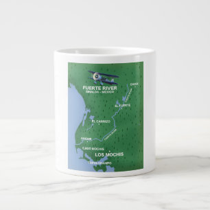 Caneca De Café Grande Fuerte River Sinaloa, mapa da viagem do México