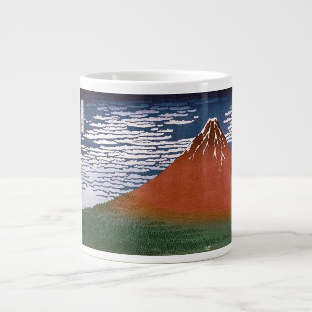 Caneca De Café Grande Fuji Vermelha, Vulcão Aka Fujiyama Katsushika Hoku (Frente)