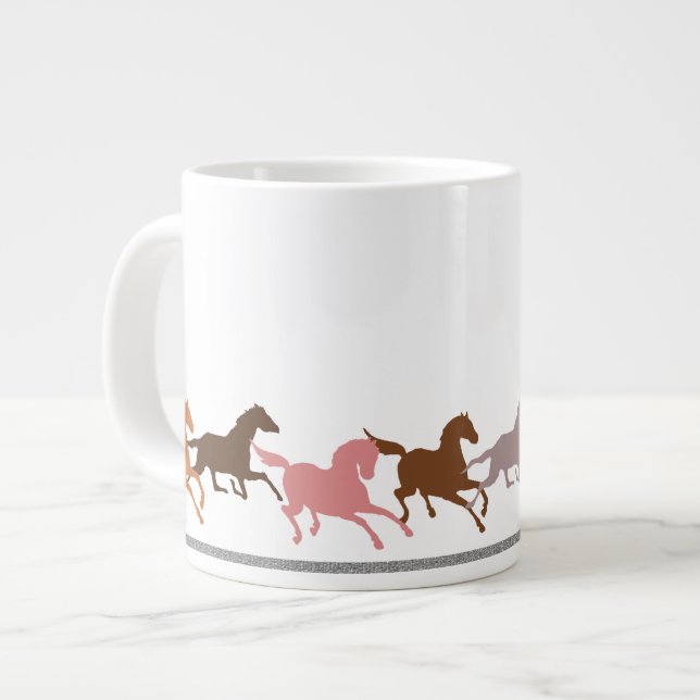 Caneca De Café Grande Funcionamento dos cavalos selvagens (Frente Esquerda)