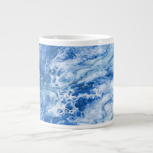 Caneca De Café Grande Fundo Abstrato Marble Azul